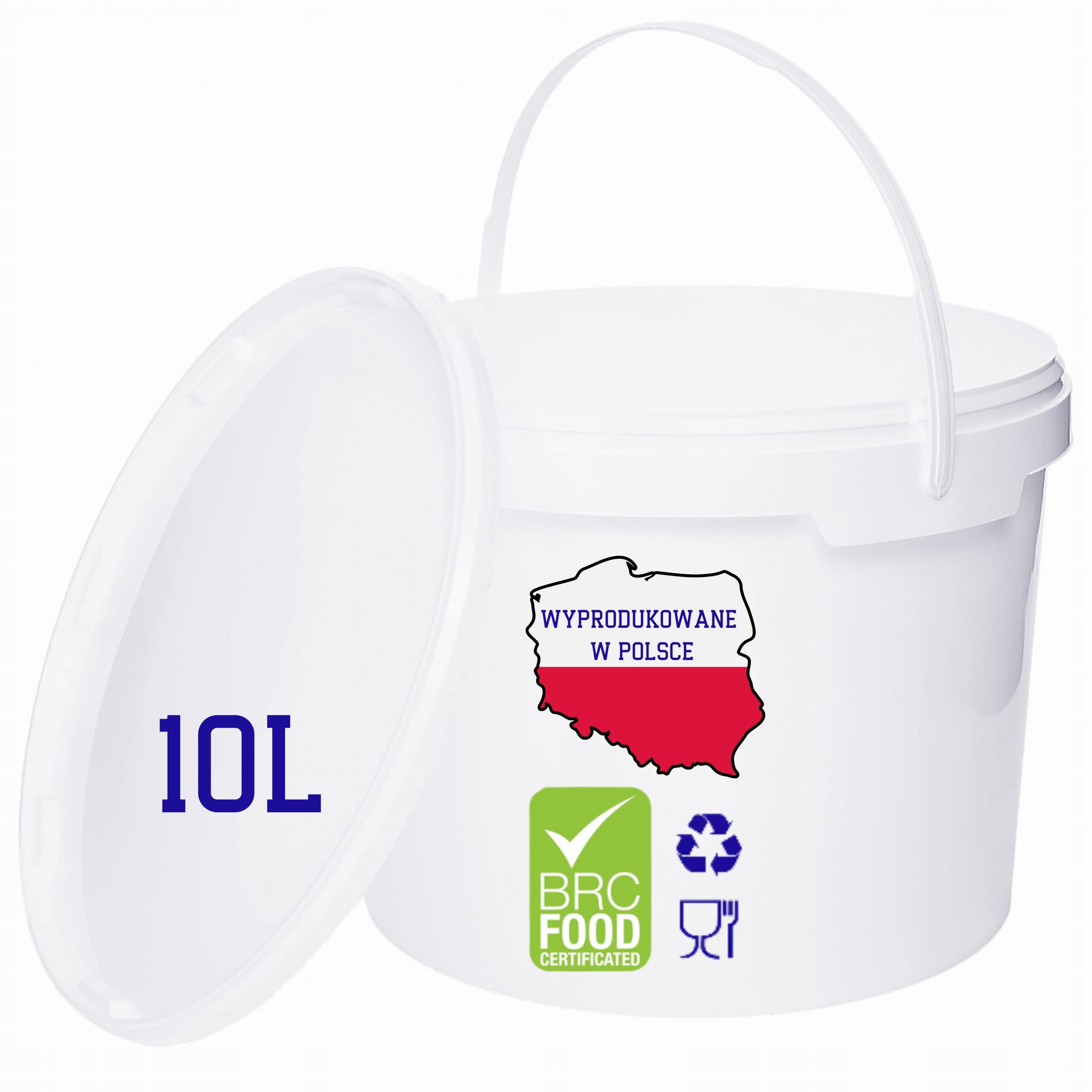 Wiadro plastikowe 10 Litr Białe na ŻYWNOŚĆ ATEST