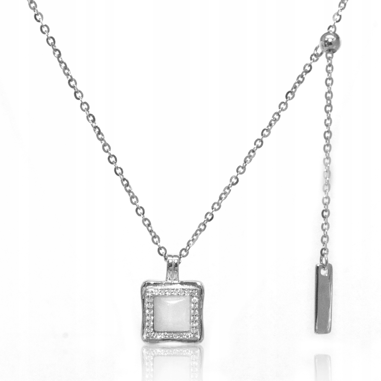 Stříbrný náhrdelník s perleťovou hmotou a zirkony stříbro 925, elegantní