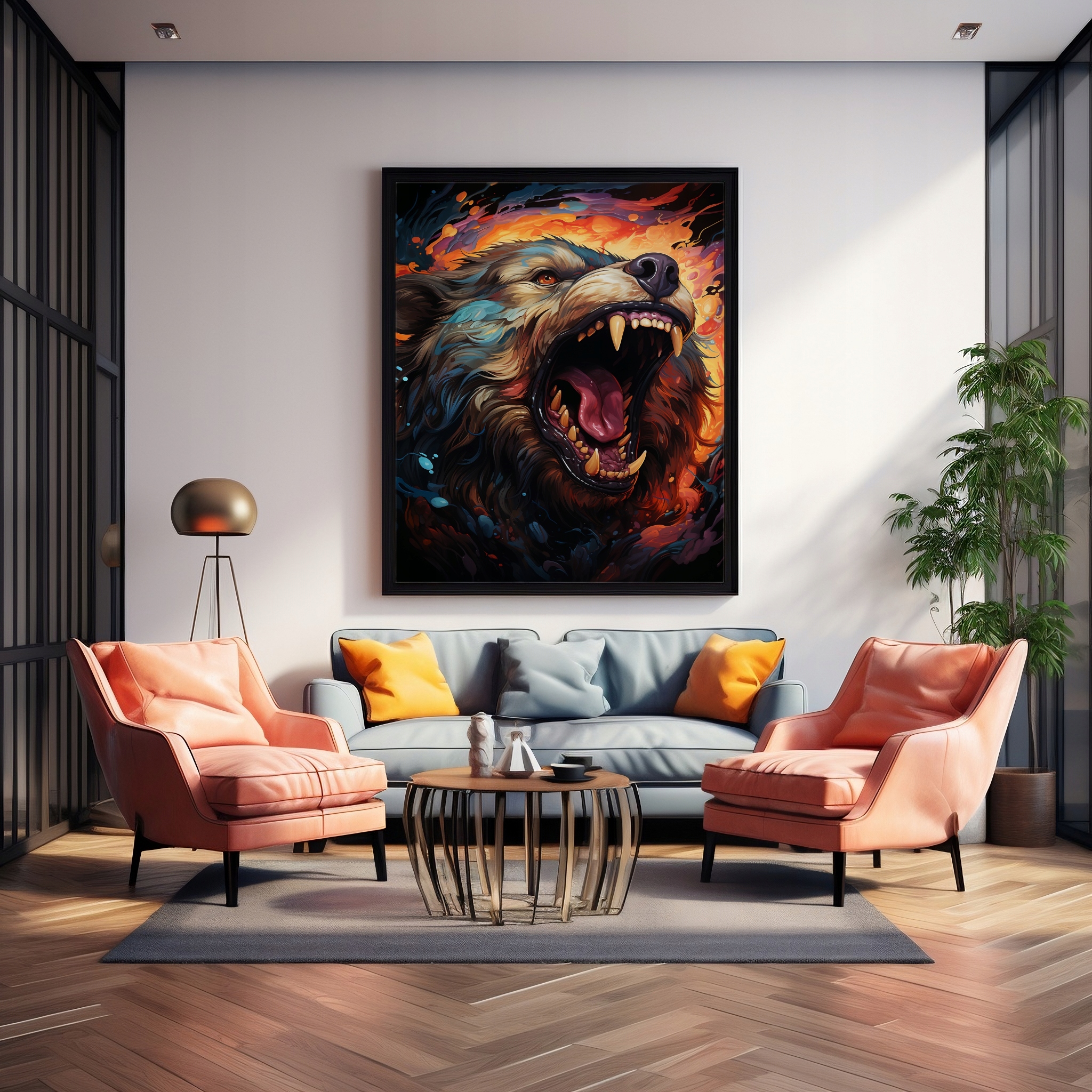Plakat na Ścianę Obraz Wściekły Niedźwiedź Fantasy 50x70 cm Premium ElliveX Marka inna