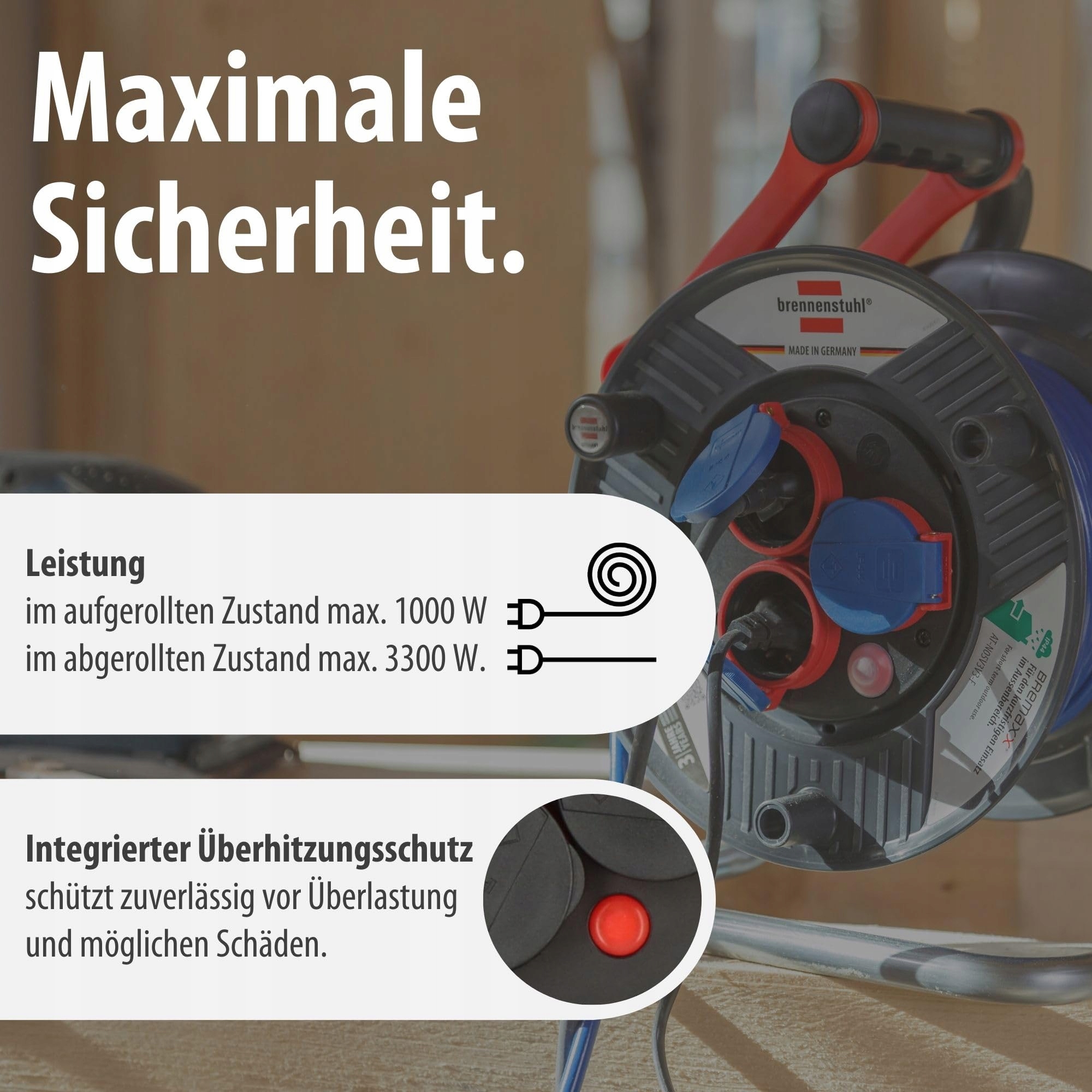 BRENNENSTUHL Kabeltrommel 25m Do Użytku Zewnętrznego IP44 Szary — miniatura 5