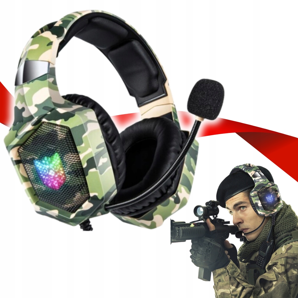 Sluchátka s mikrofonem Kamuflážní Náušníky Dárek Pro Hráče