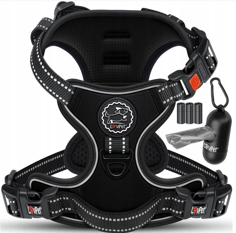 Levně Postroj Pro Psa S Nastavitelným Postrojem Lovpet Černý Velikost S