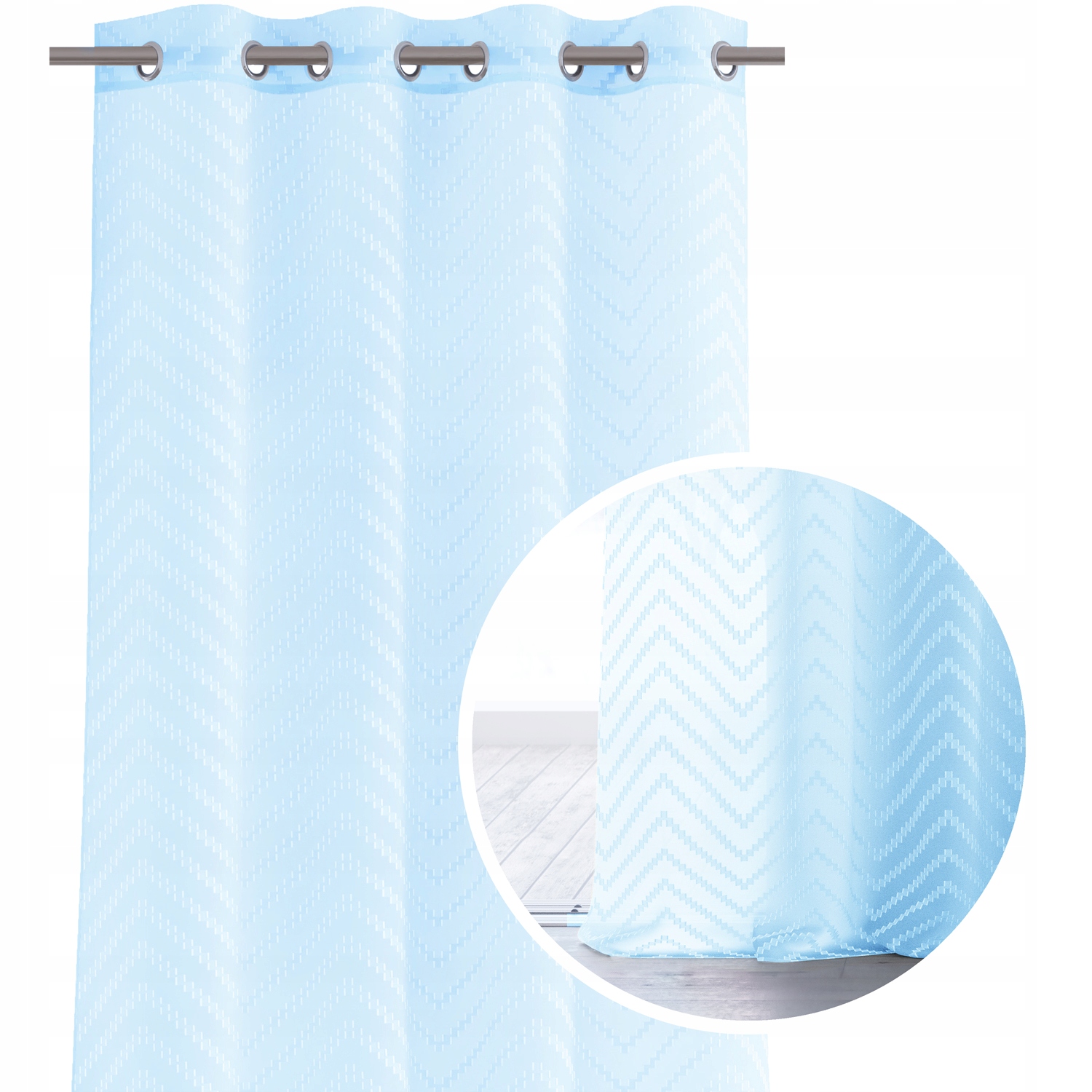 

Firana dekoracyjna na przelotkach błękitna 140x250