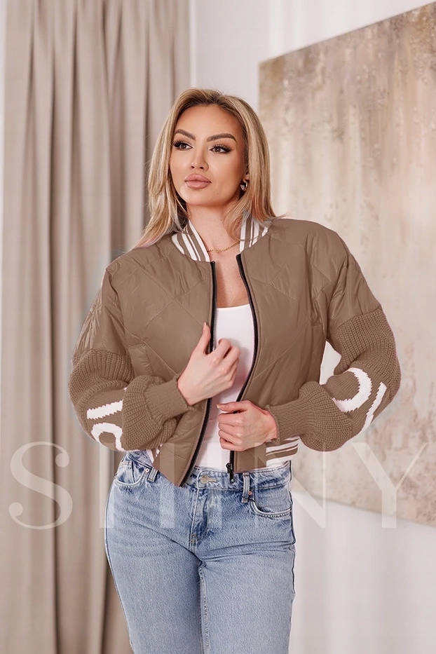 Dámská Bomber Bunda 2439 Tmavě Béžová XL (42)