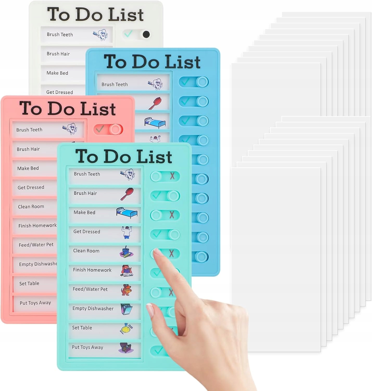 LISTA ZADAŃ DLA DZIECI ZESTAW 4 TABLIC PLANER RUTYNY 20X12 CM