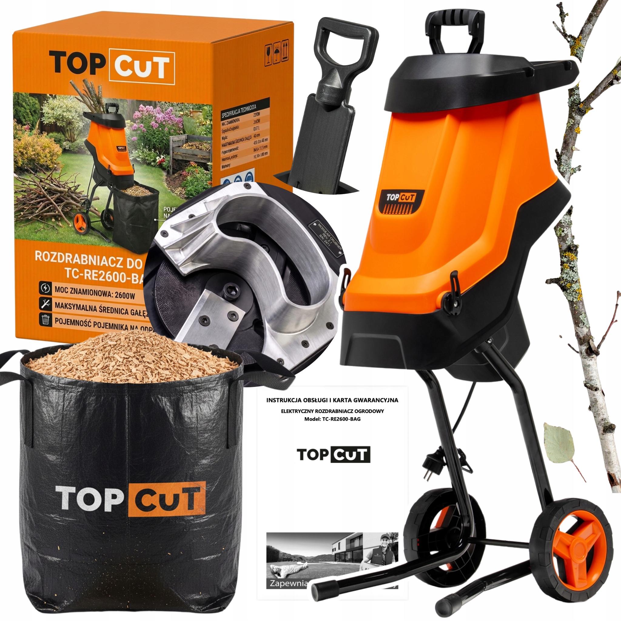 Drtič Na Větve 2600 W, Štěpkovač Na Dřevo, Sáček 45 L