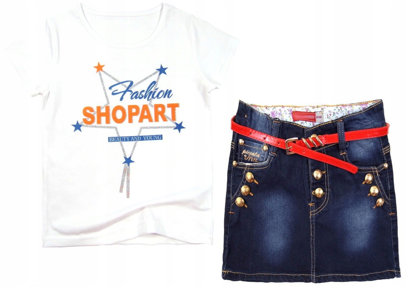 

spódnica jeans + bluzeczka 990 Nadia 16ANS white
