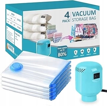 Levně 4 X Vakuové Pytle Na Oblečení A Ložní Prádlo 80 X 60 CM, Opakovaně Použitelné