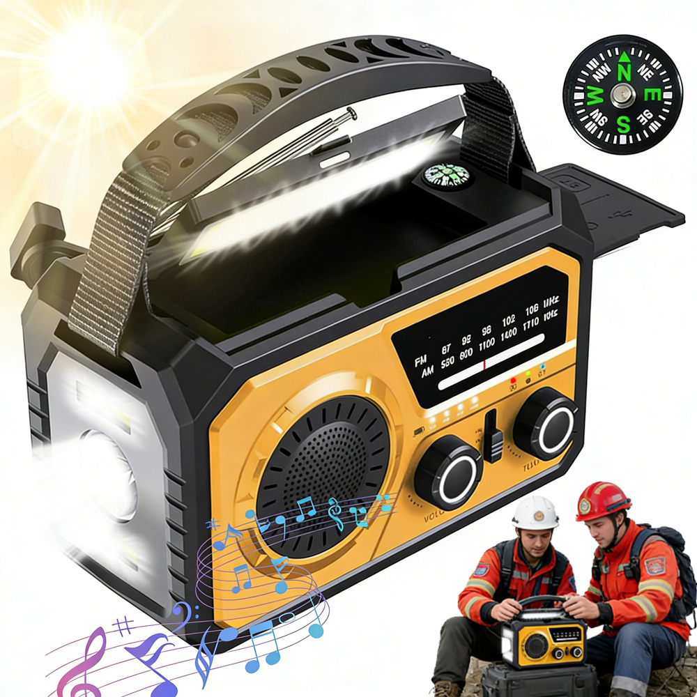 16000MAH Nouzové Rádio Bluetooth 5.3 Solární klika Nabíjení Svítilna