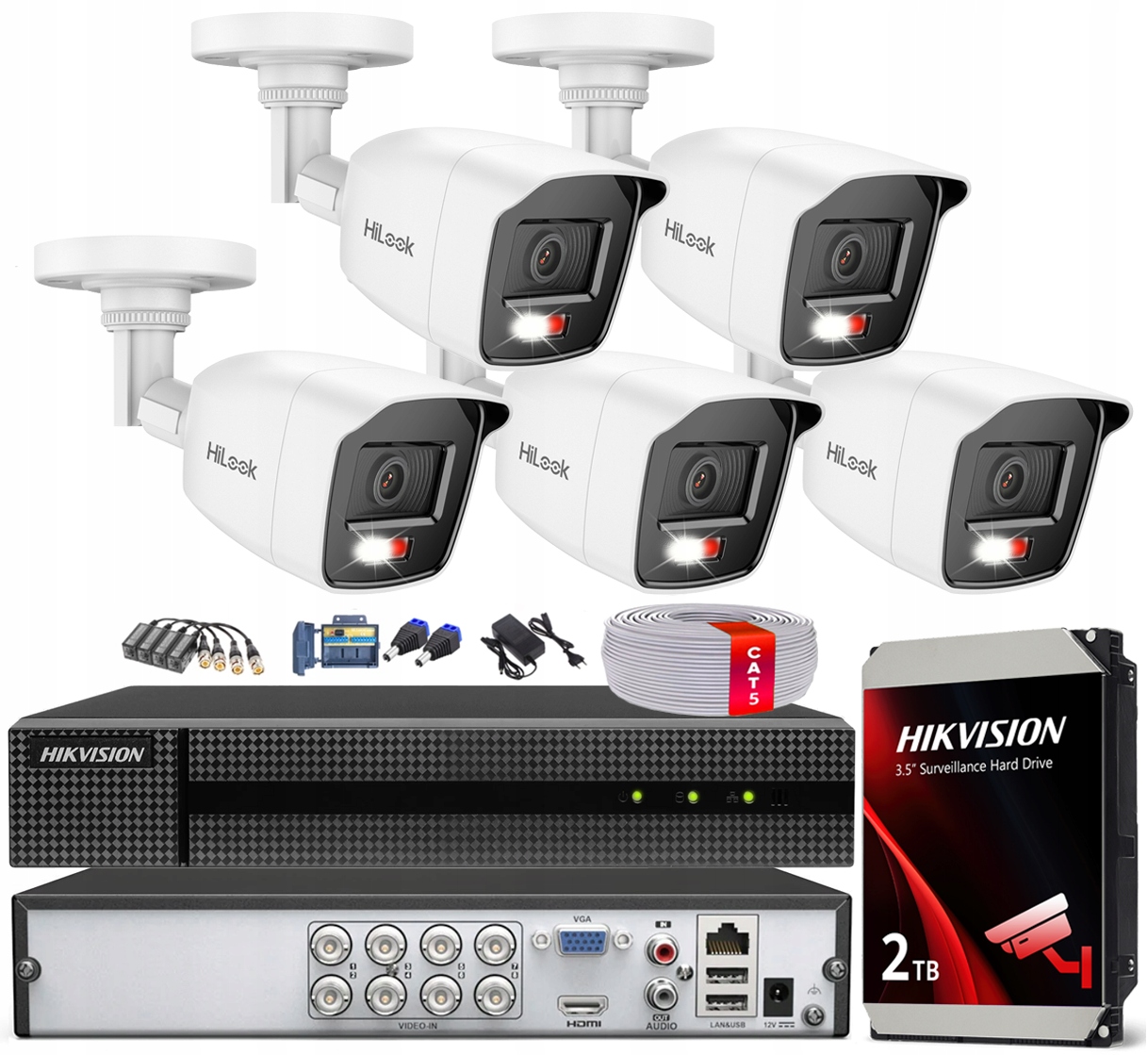 Sada pro monitorování 5 kamer 5MPx Hikvision HiLook Venkovní na kroucení