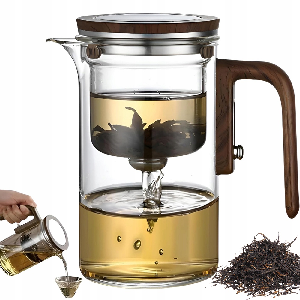Skleněný zavařovač na čaj 600 ml Automatický filtrační s orlím zobákem
