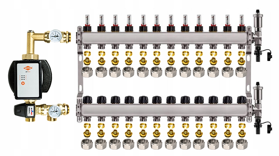 Rozdělovač pro podlahové topení 12 nerezový Čerpadlo Wita Pex