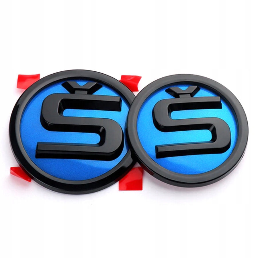 EMBLEMAT ZNACZEK LOGO SKODA PRZÓD TYŁ BLUE 2 szt