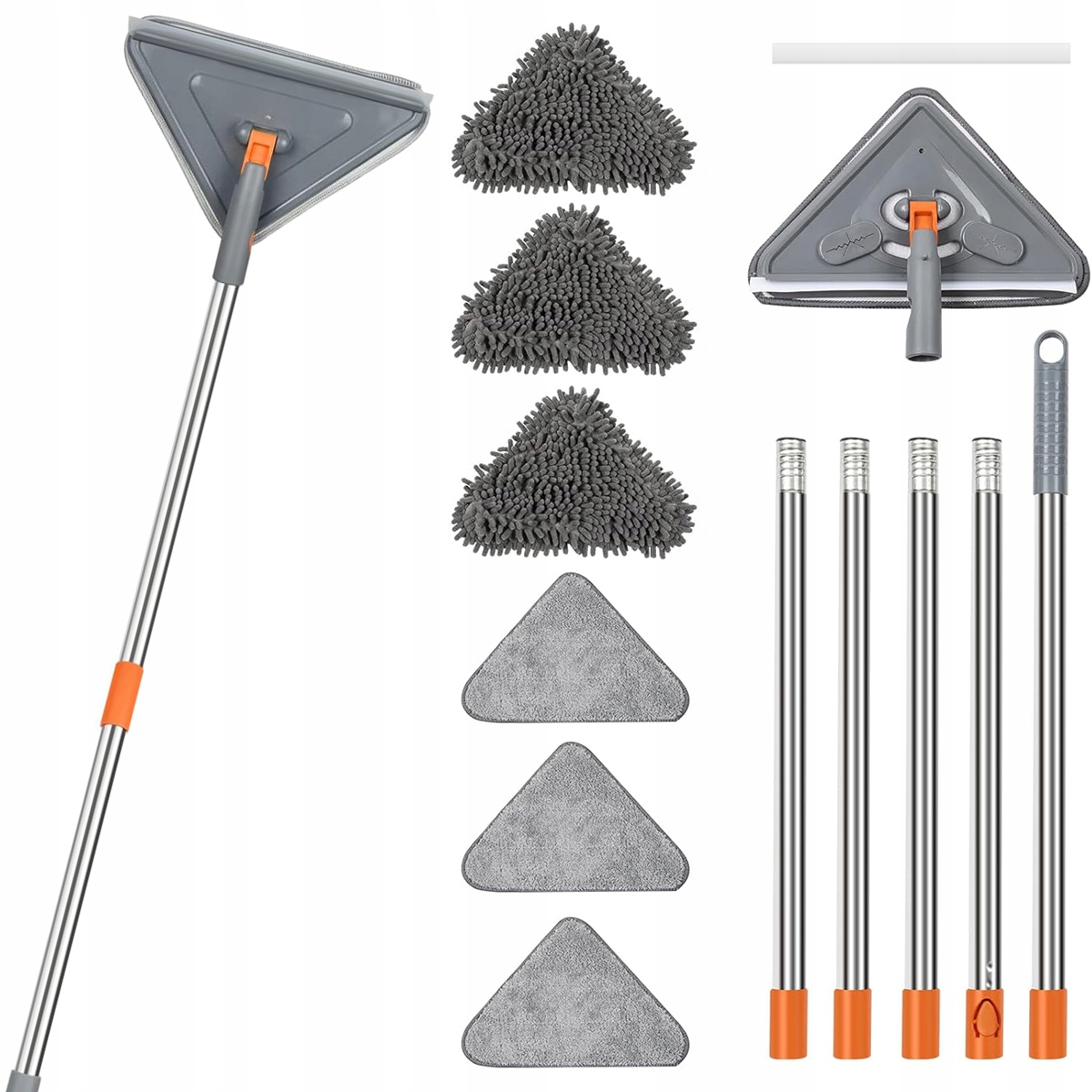 Levně Regulovatelný Trojúhelníkový Plochý Mop S Otočnou Hlavicí Nástavce Z Mikrovlákna