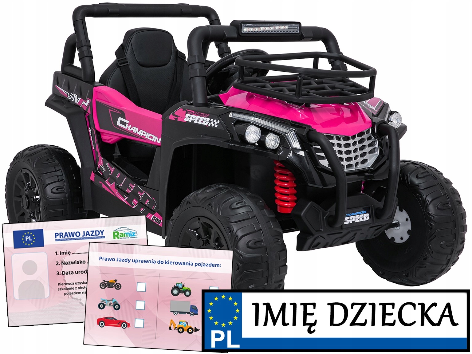 Auto Dla Dzieci na akumulator Utv Lift piankowe koła Tablica Imienna 2x200