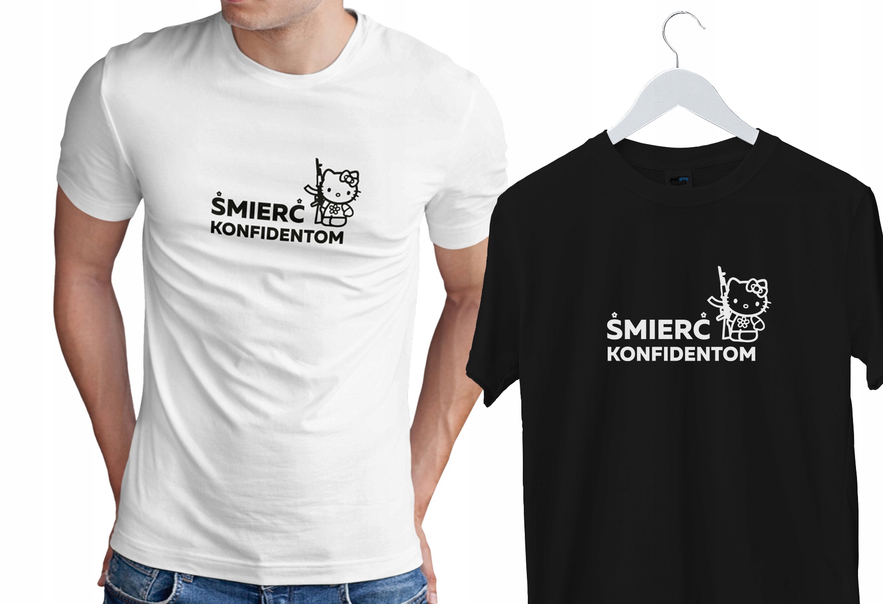 HELLO KITTY koszulka ŚMIERĆ KONFIDENTOM meme S