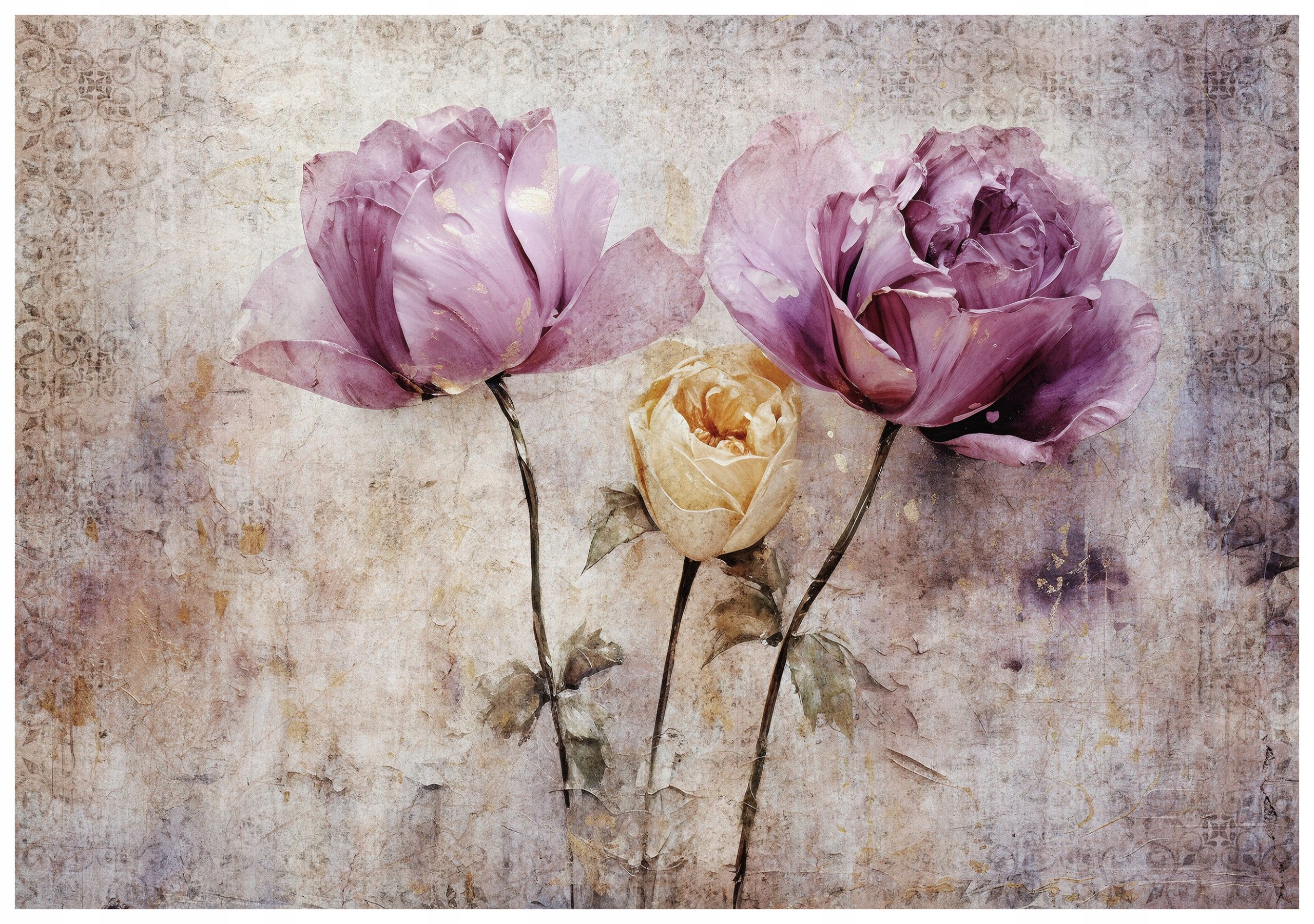 Vliesová fototapeta Růže na pozadí textury, krémová, pastelová, 350x250 lepidlo