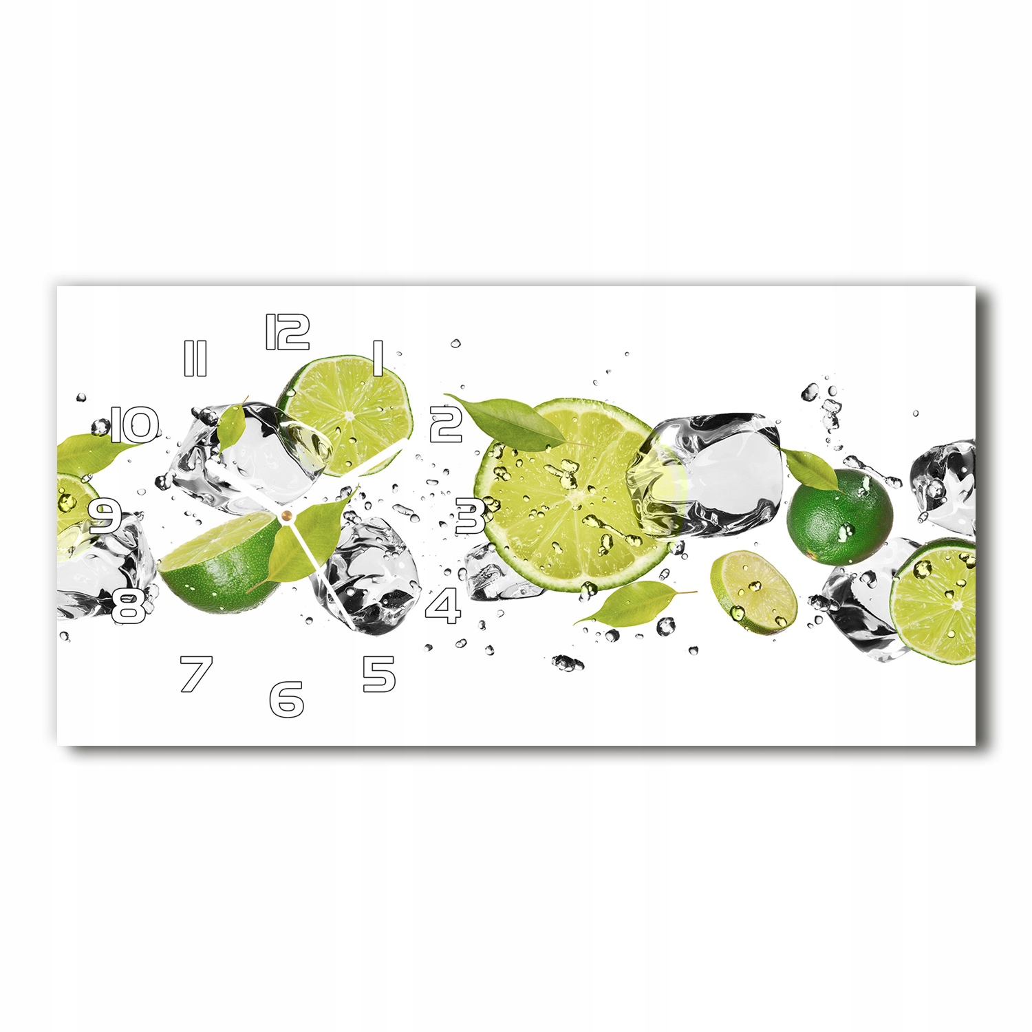 

Zegar ścienny szklany cichy Limonka i woda 60x30cm