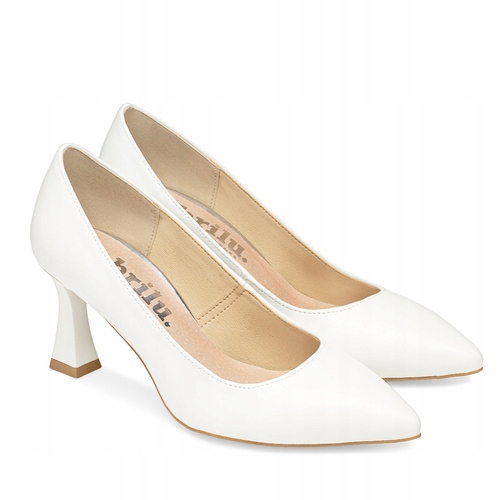 Brilu Polskie Ślubne Klasyczne Szpilki Camilia Białe 35
