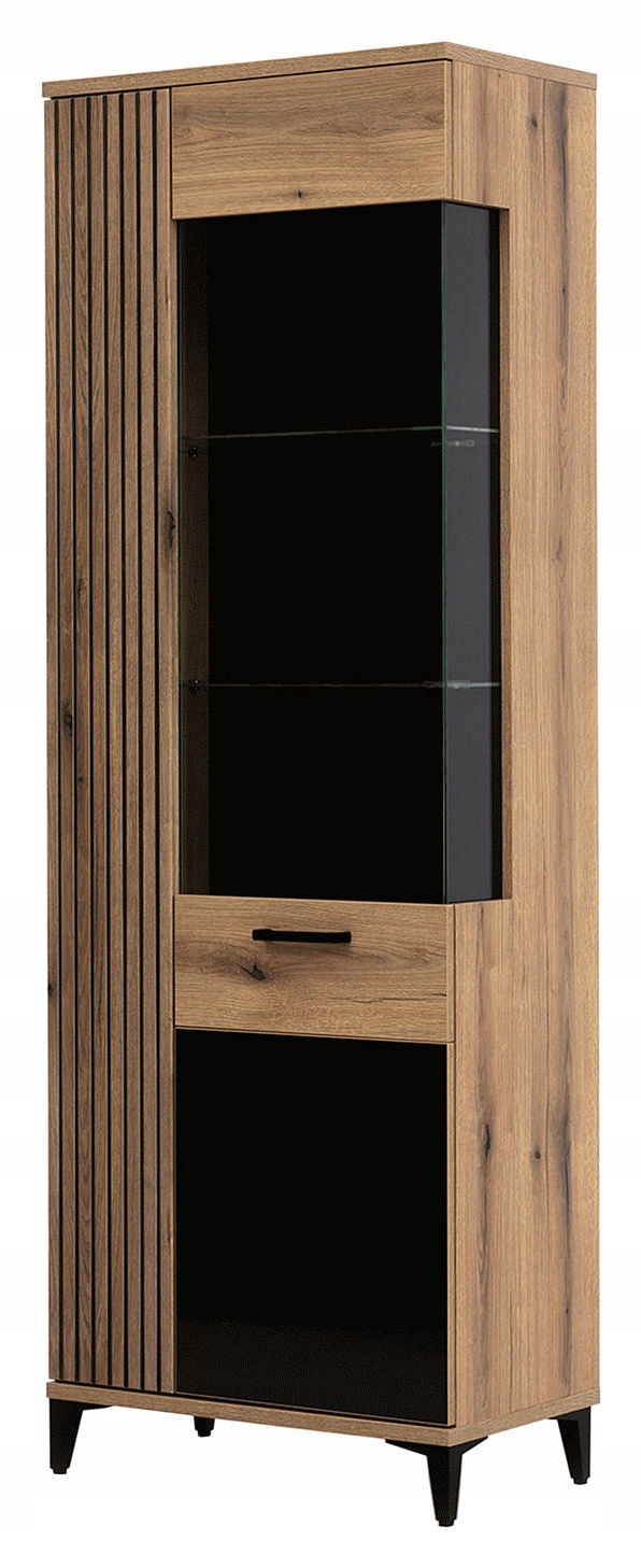 Witryna z lamelami ARIS AS-7/8 prawostronna, dąb evoke, czarne nóżki Kod producenta AS7/AS-8