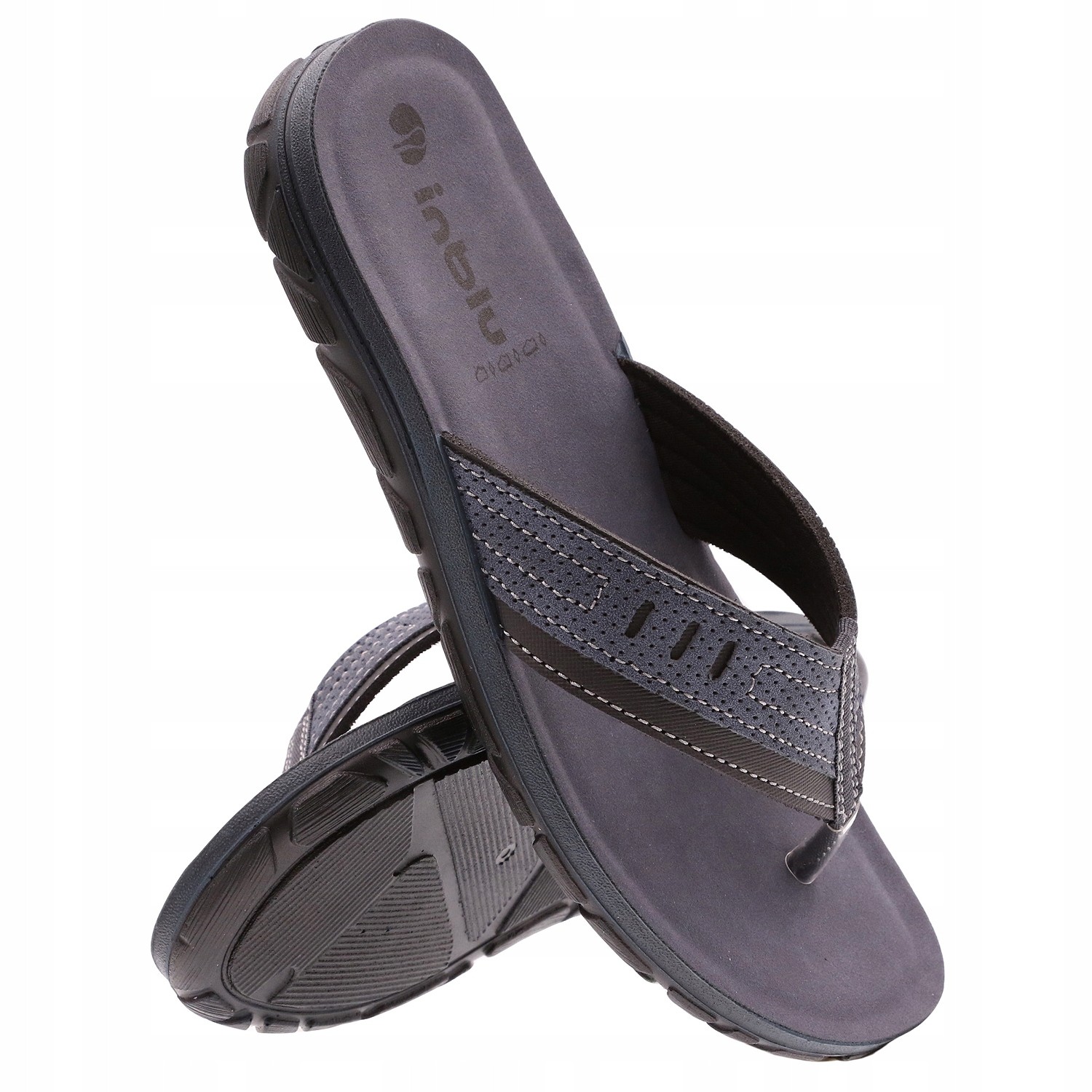 KLAPKI MĘSKIE INBLU VT-02 JAPONKI SKÓRA EKO MIĘKKA WKŁADKA LATO 41 Marka Inblu