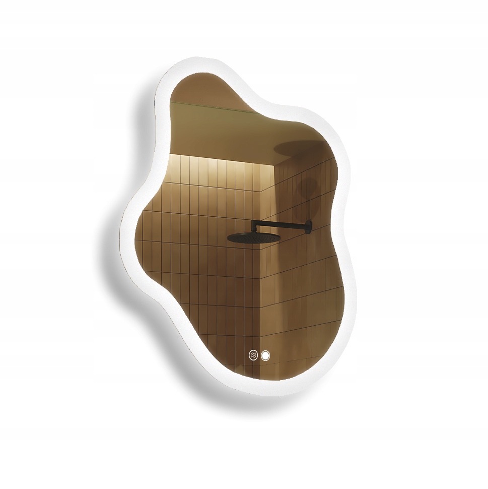 Zrcadlo 74x94 cm nepravidelné Led Dual, vypínač, vyhřívací podložka