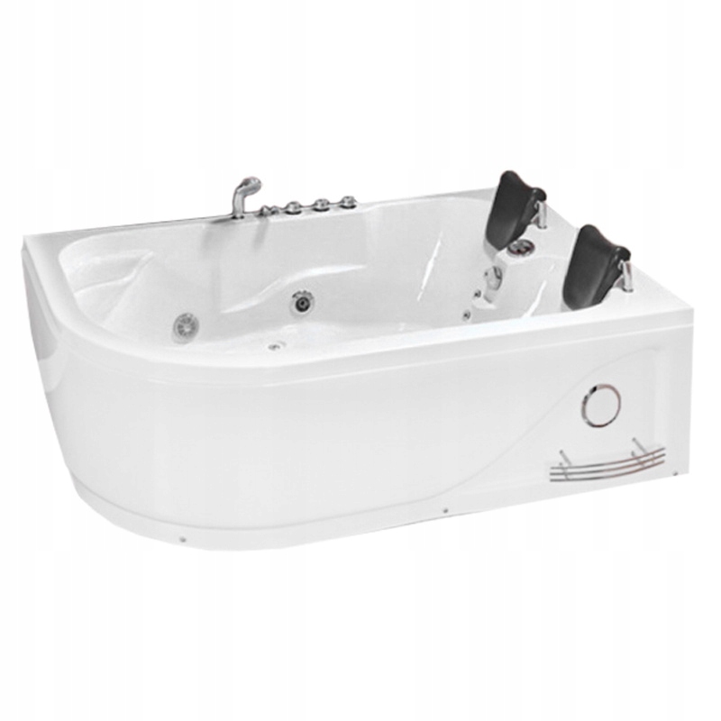 Wanna Z Hydromasażem Z Podgrzewaczem Carmen 631LH Lewa Biała 180x120 CM