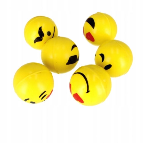 KAUČUKOVÁ LOPTA SMAJLÍK EMOTKA SENZORICKÁ SKÁKACIA GUĽA 3 CM ET
