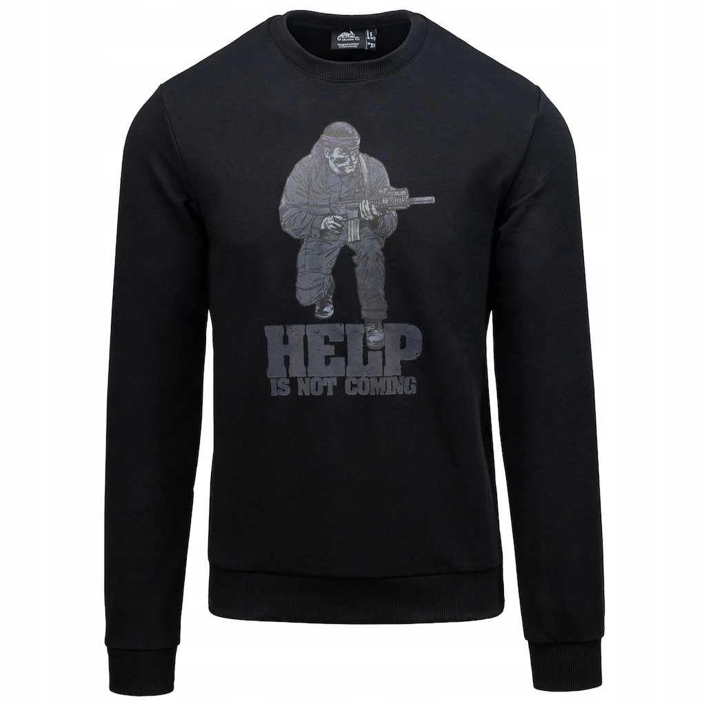 Mikina bez kapuce Helikon-Tex Help Is Not Coming Black L