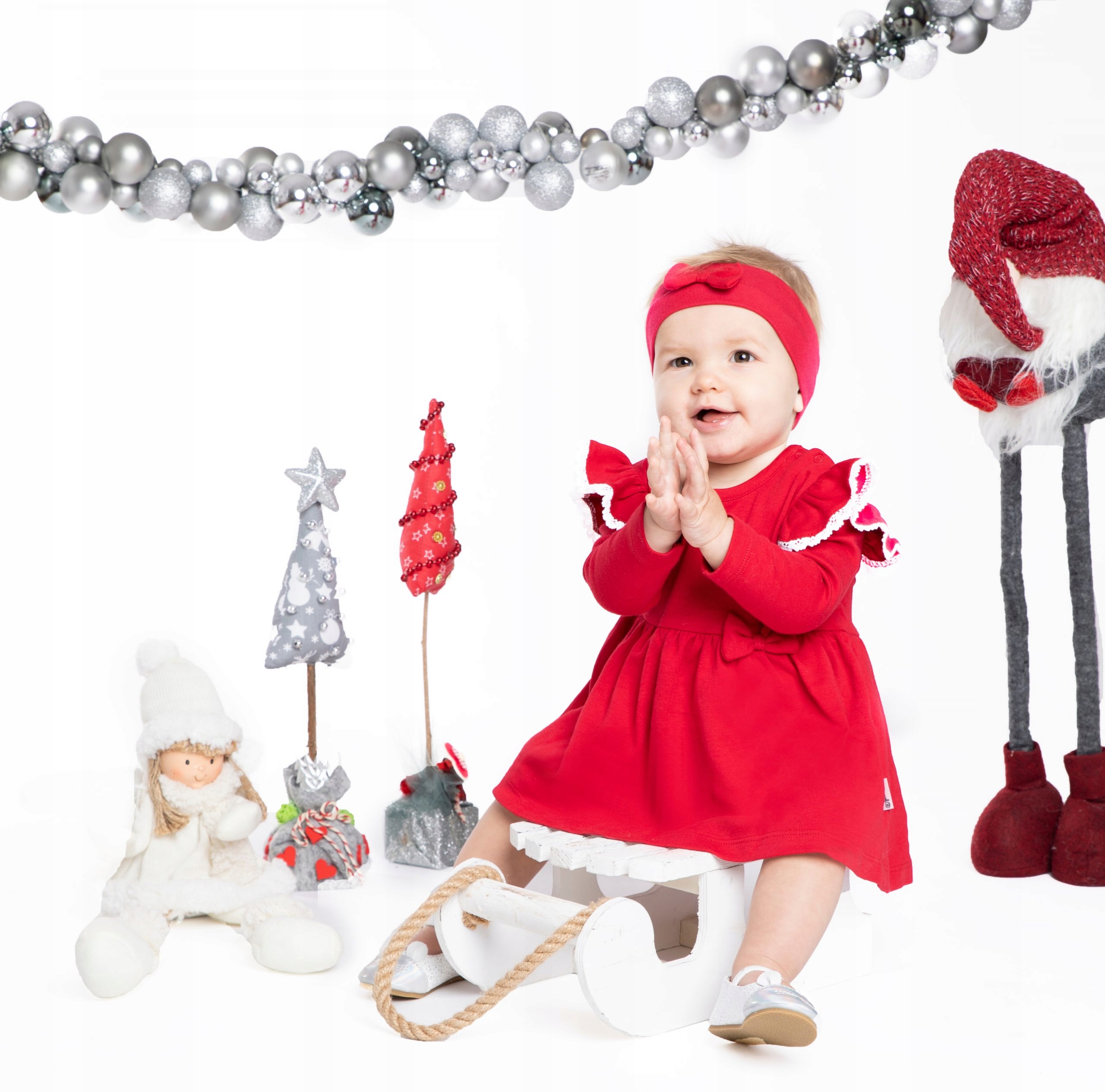 BODOSUKIENKA Z OPASKĄ świąteczna BODY SUKIENKA 74 Płeć dziewczynki