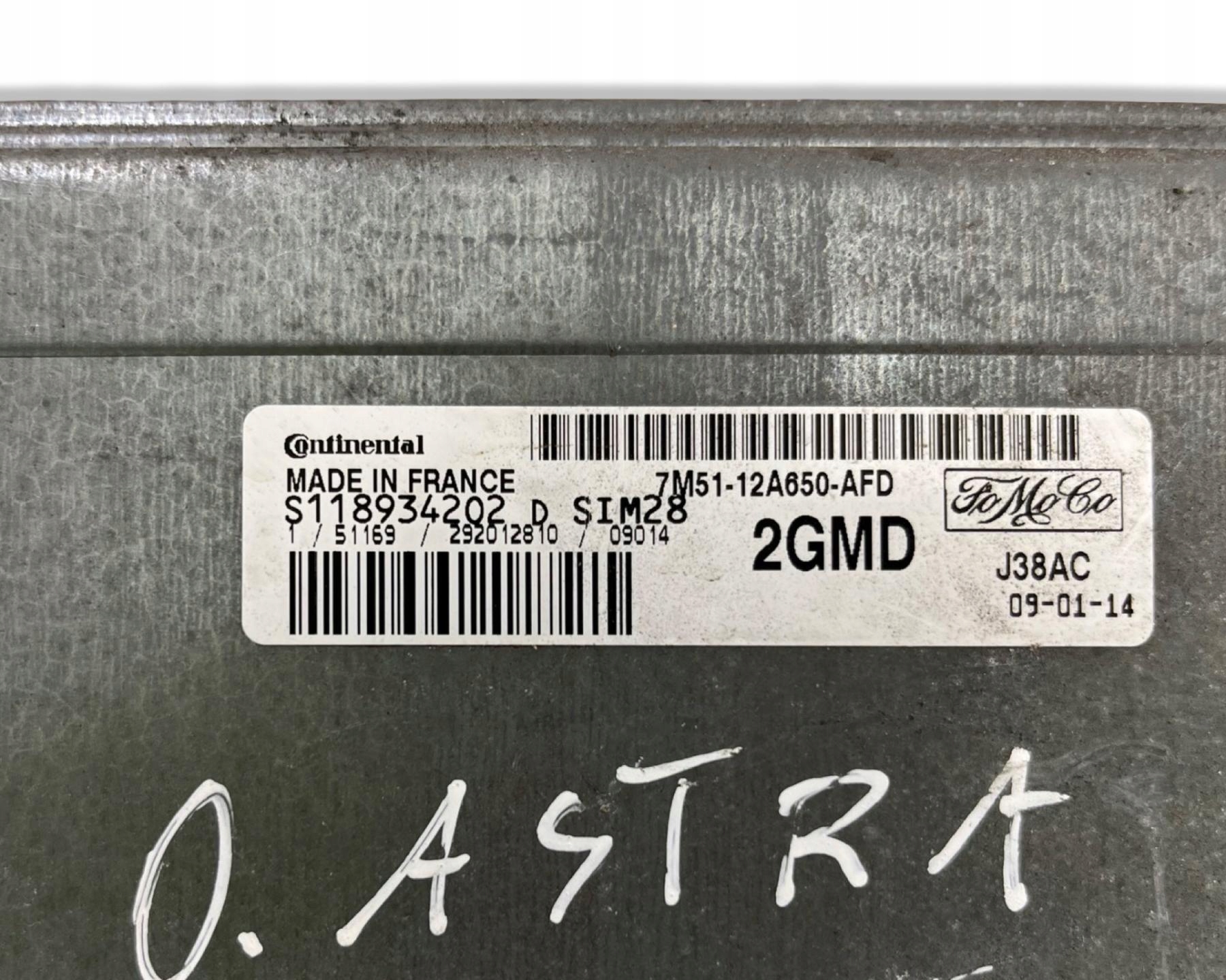 control unit of the engine Ford Focus 2 facelift 2009 7M51-12A650-AFD