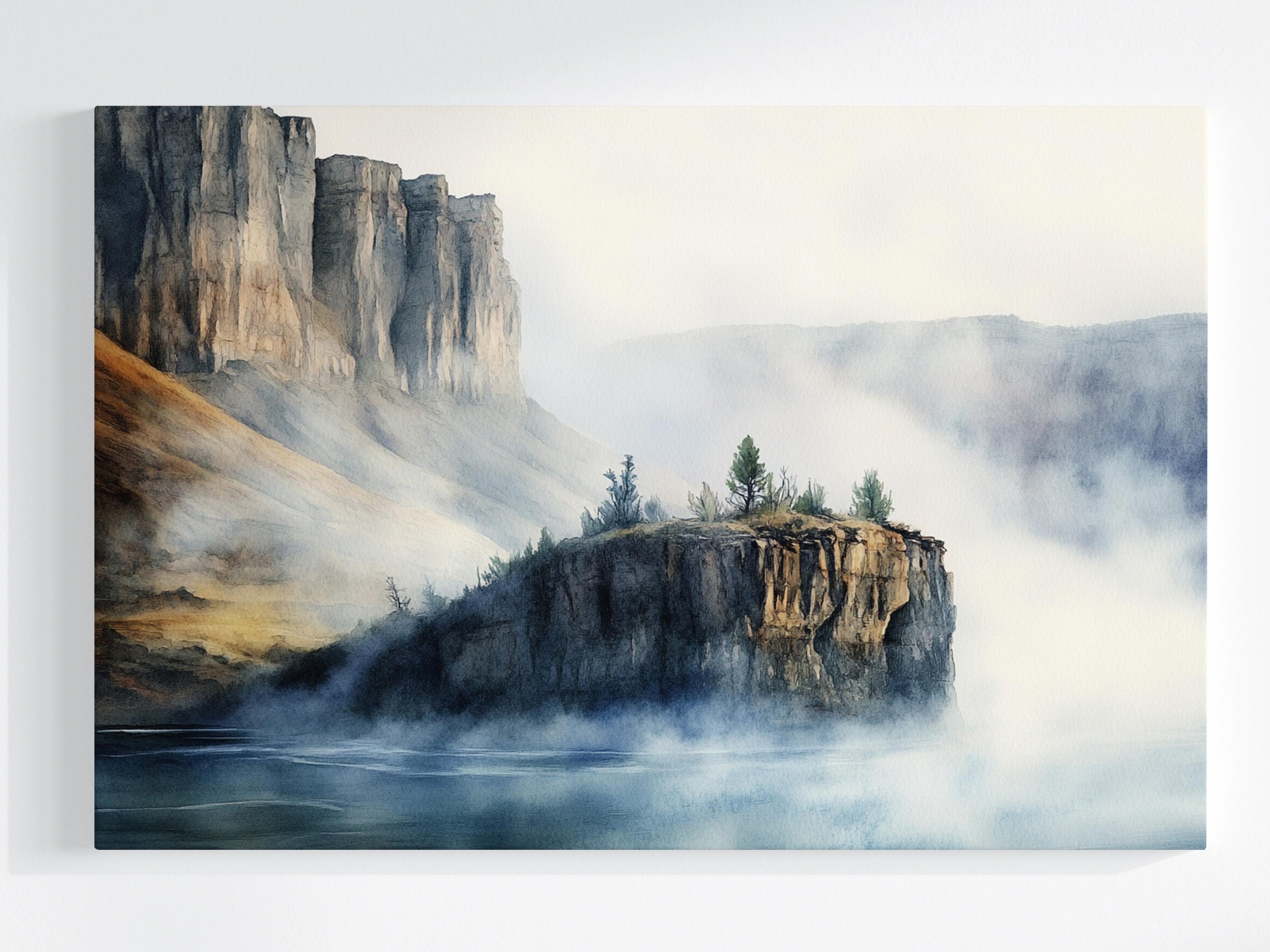 Obraz Na Plátně Canvas Krajina Hory Skály Útesy Fiord Jezero Mlha 120x80