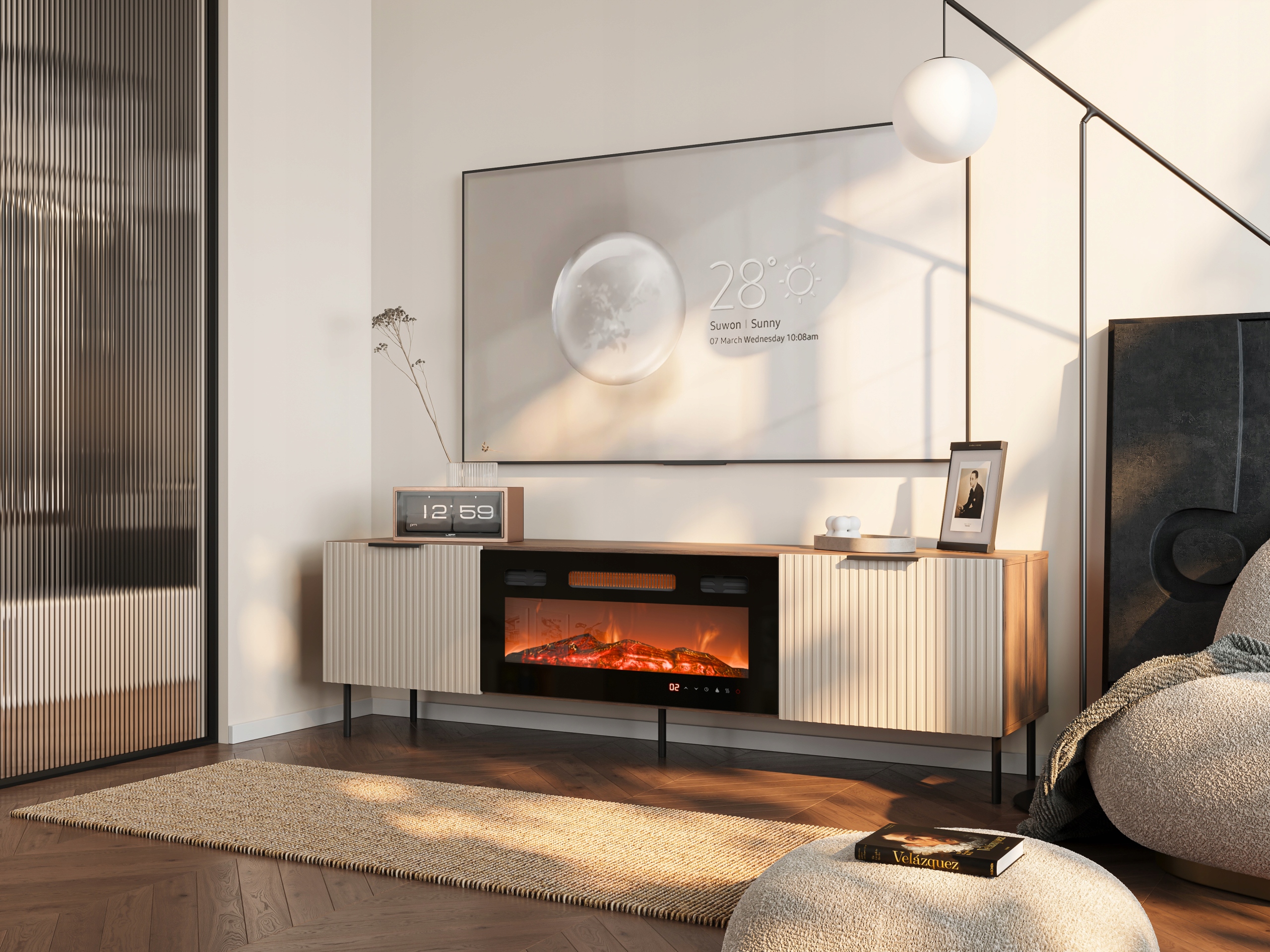 ALMERA szafka RTV z kominkiem typ 6