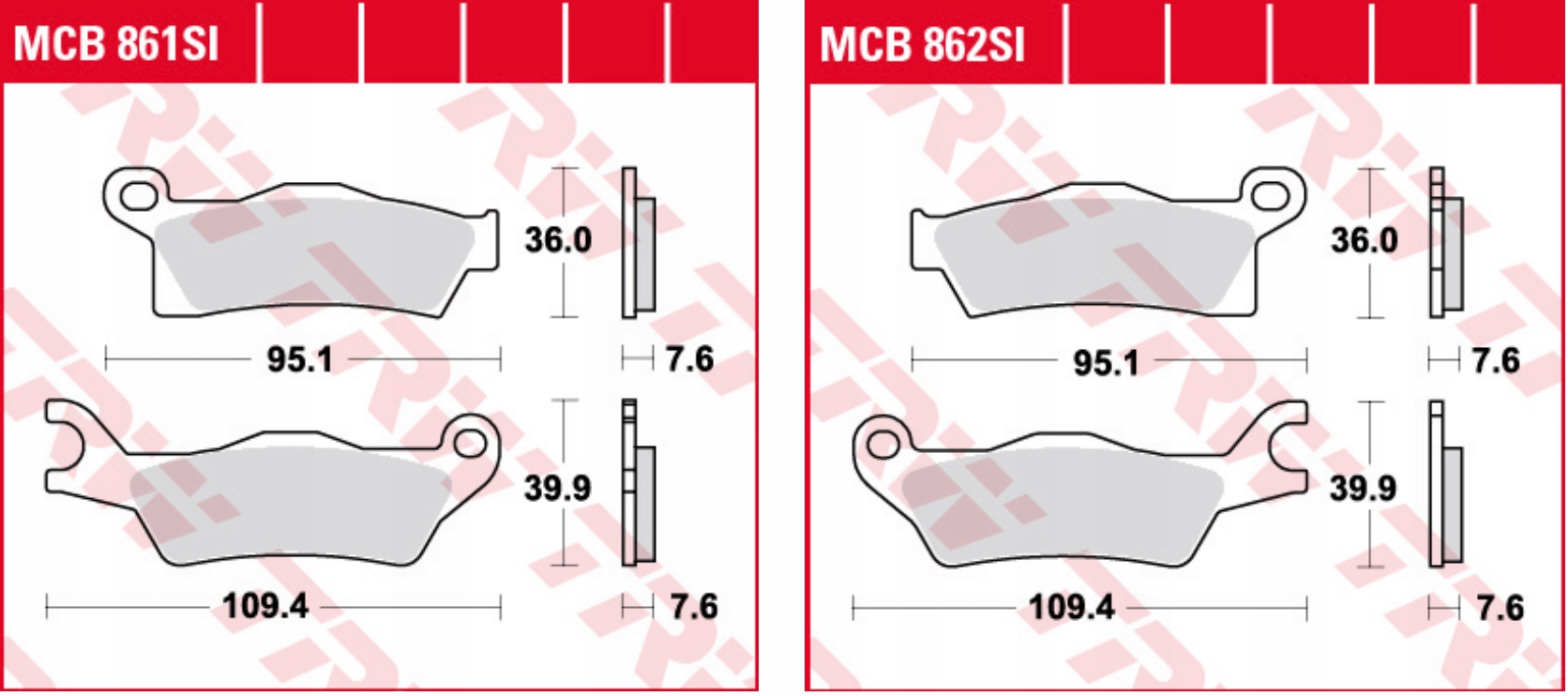 MCB861SI - Тормозные колодки TRW спереди Can-Am 450 Outlander 15-22