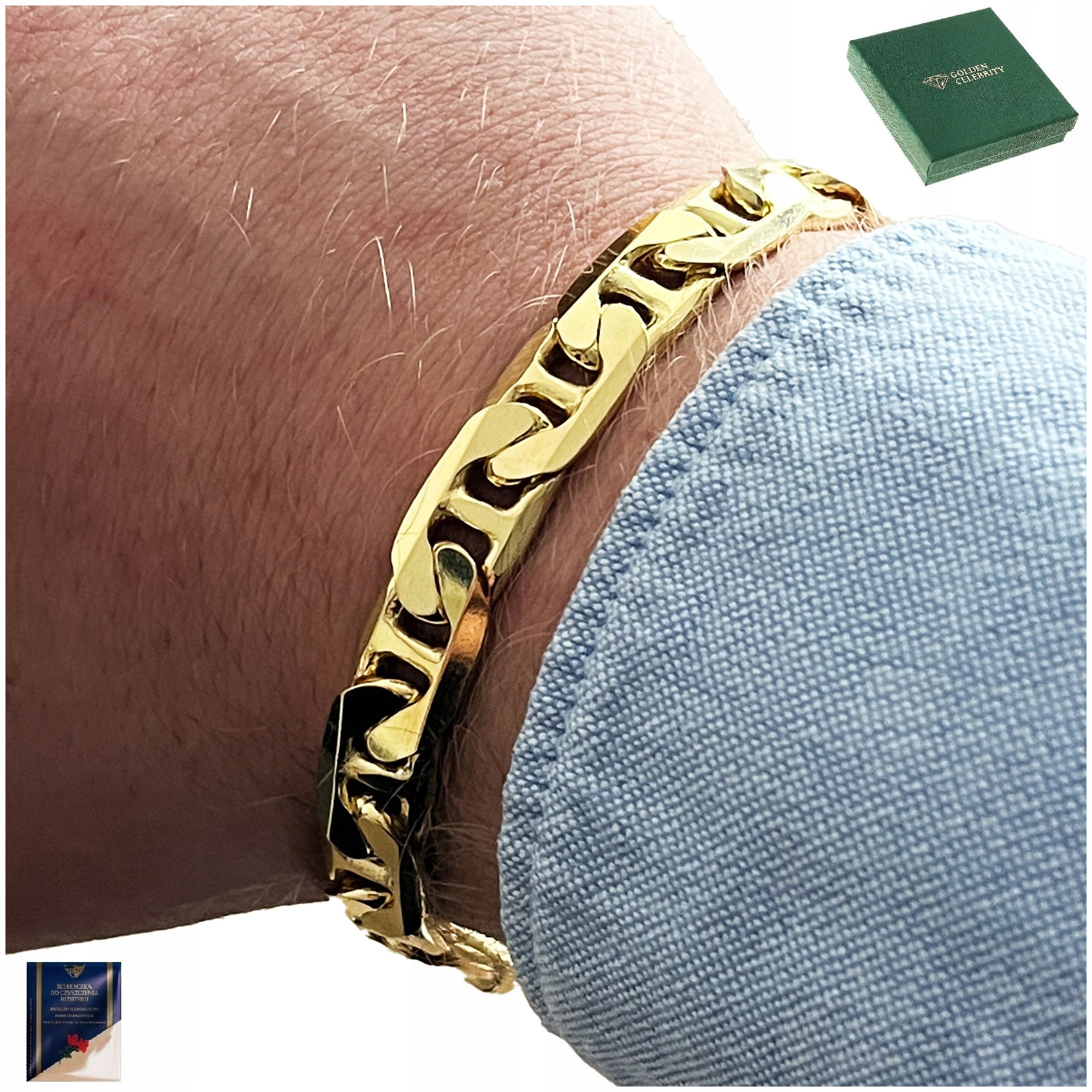 Elegantní Pevný Pánský Zlatý Náramek Gucci 25 cm/9 mm Stříbro 925 Dárek