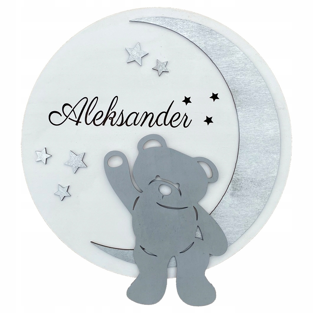 Lampka nocna Miś duża LED prezent dziecko imię