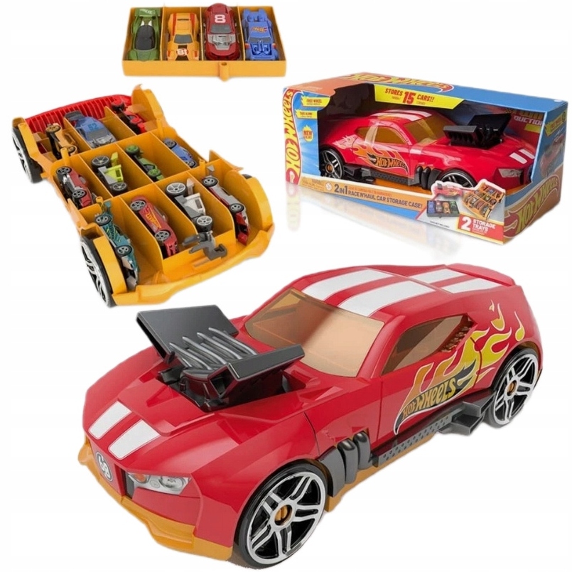 Hot Wheels HWCC15R 2W1 Walizka auto czerwone