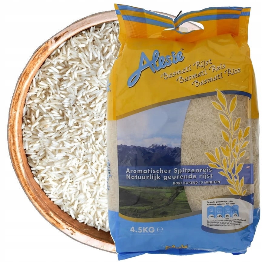 Indyjski Ryż Basmati Długoziarnisty Naturalny Biały Rice 4,5kg 4500g Alesie