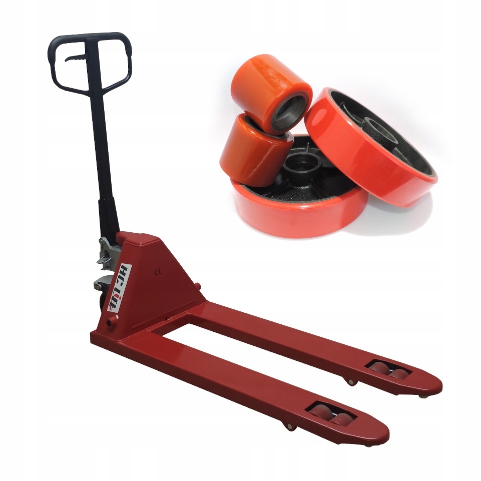 PALECIAK WIDŁY 800mm 2.5t RĘCZNY WÓZEK PALETOWY KOŁA PU ŻELIWO + POULIRETAN