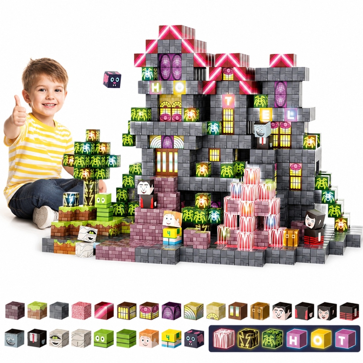 Magnetic Blocks Pink Pixel Blocks Cubes Building Blocks XXL