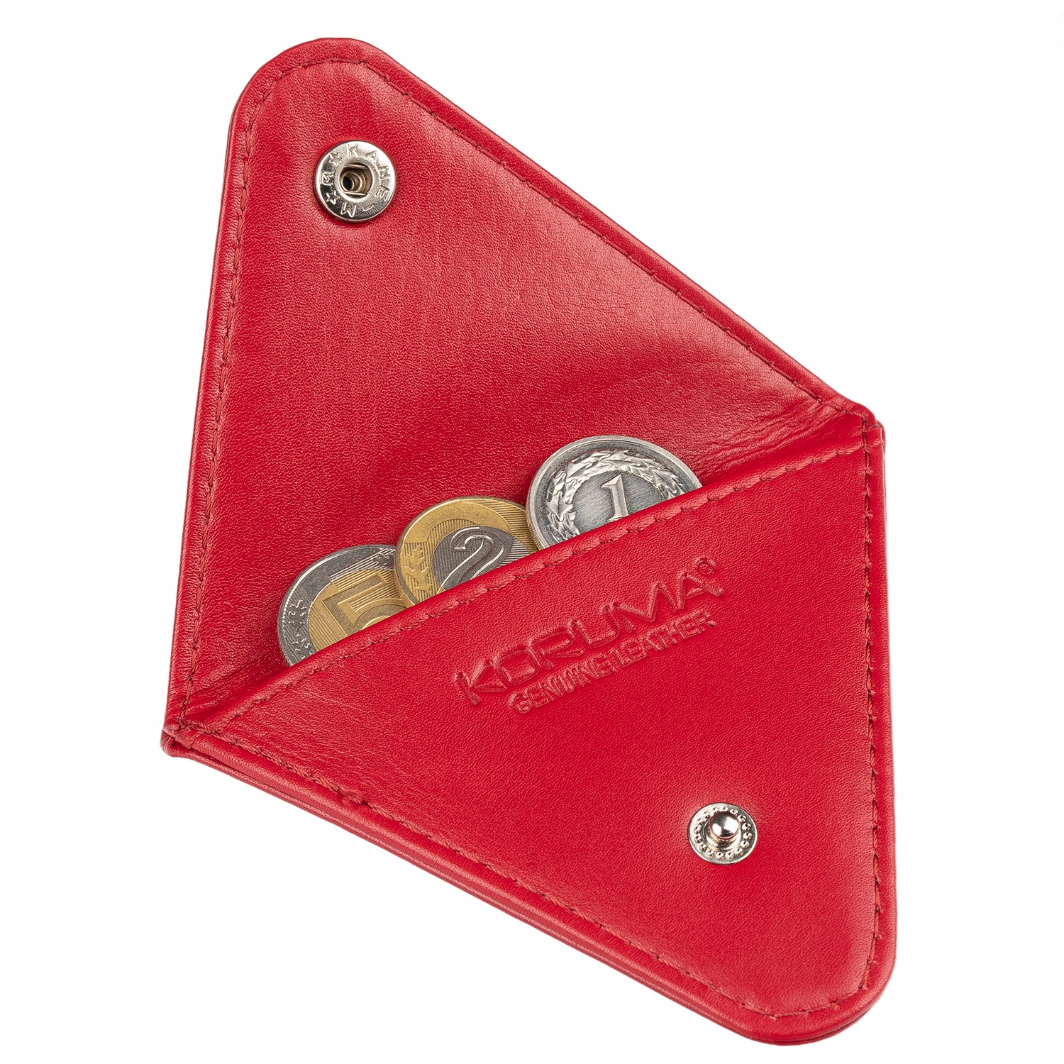 

Bilonówka damska skórzana na monety czerwona