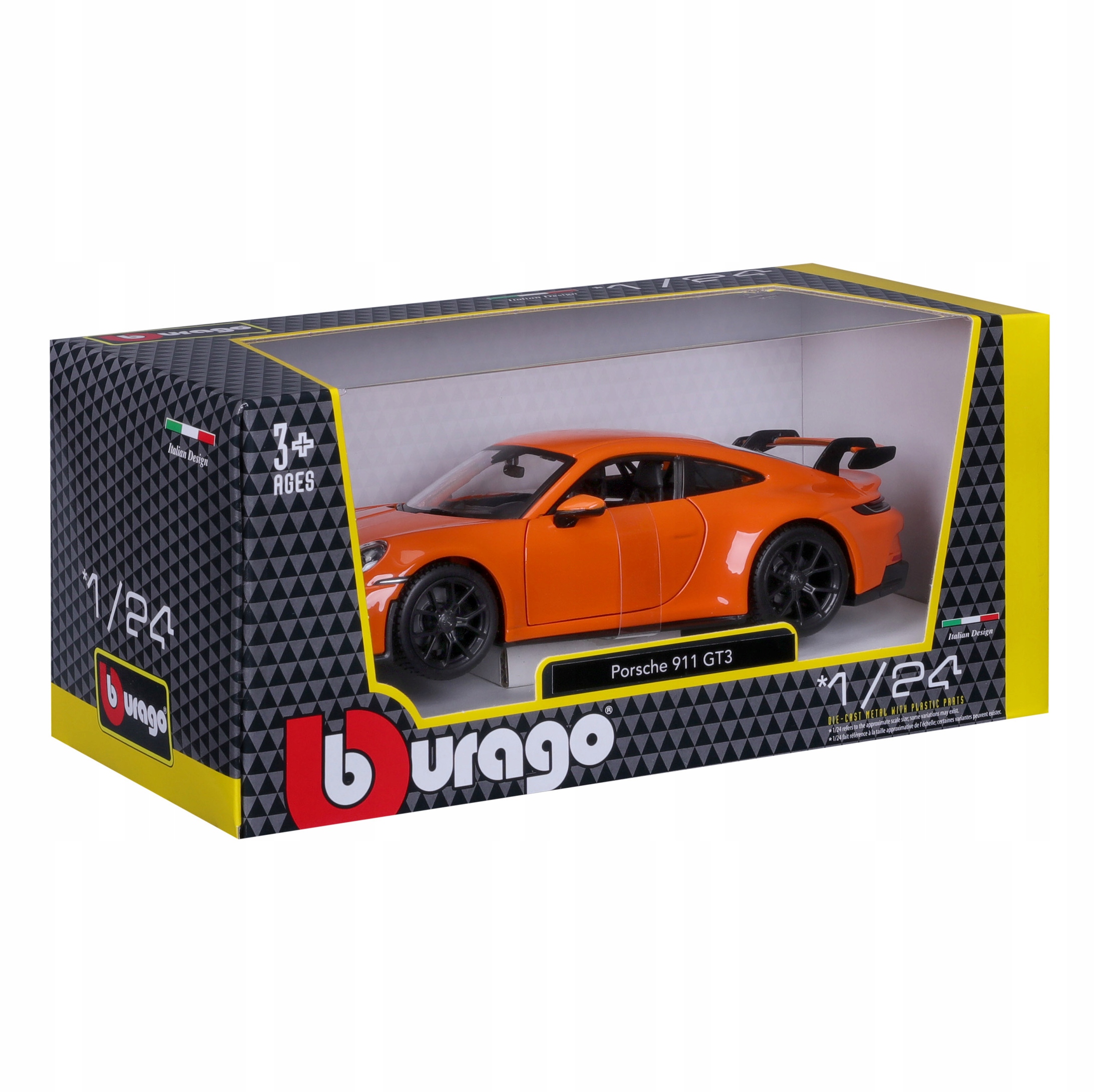 PORSCHE 911 GT3 1:24 POMARAŃCZOWY BBURAGO 18-21104 Kolor dominujący odcienie pomarańczowego