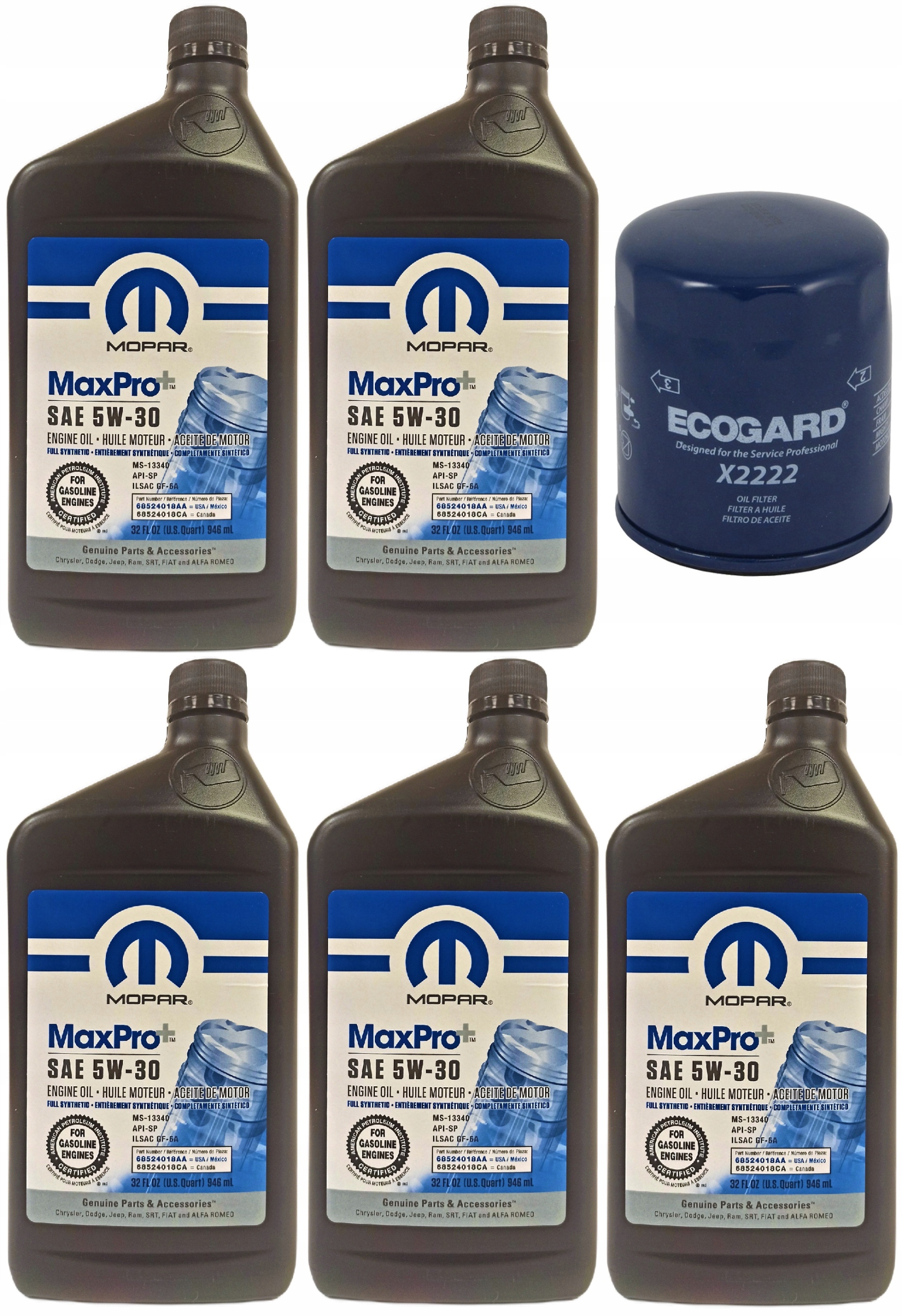 MOPAR 5W30 5L + FILTR JEEP WRANGLER 2,0 2018-