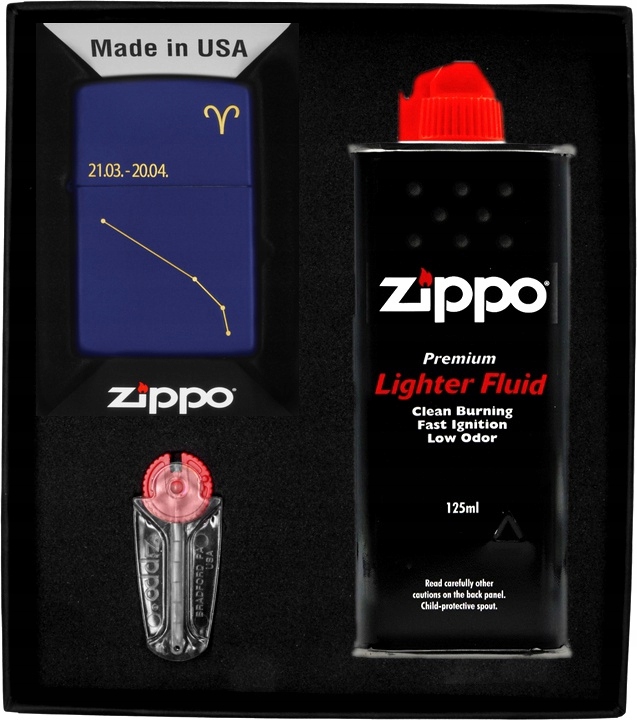 Sada Zippo Zapalovač Zodiac Aries Design Beran Dárkový No1