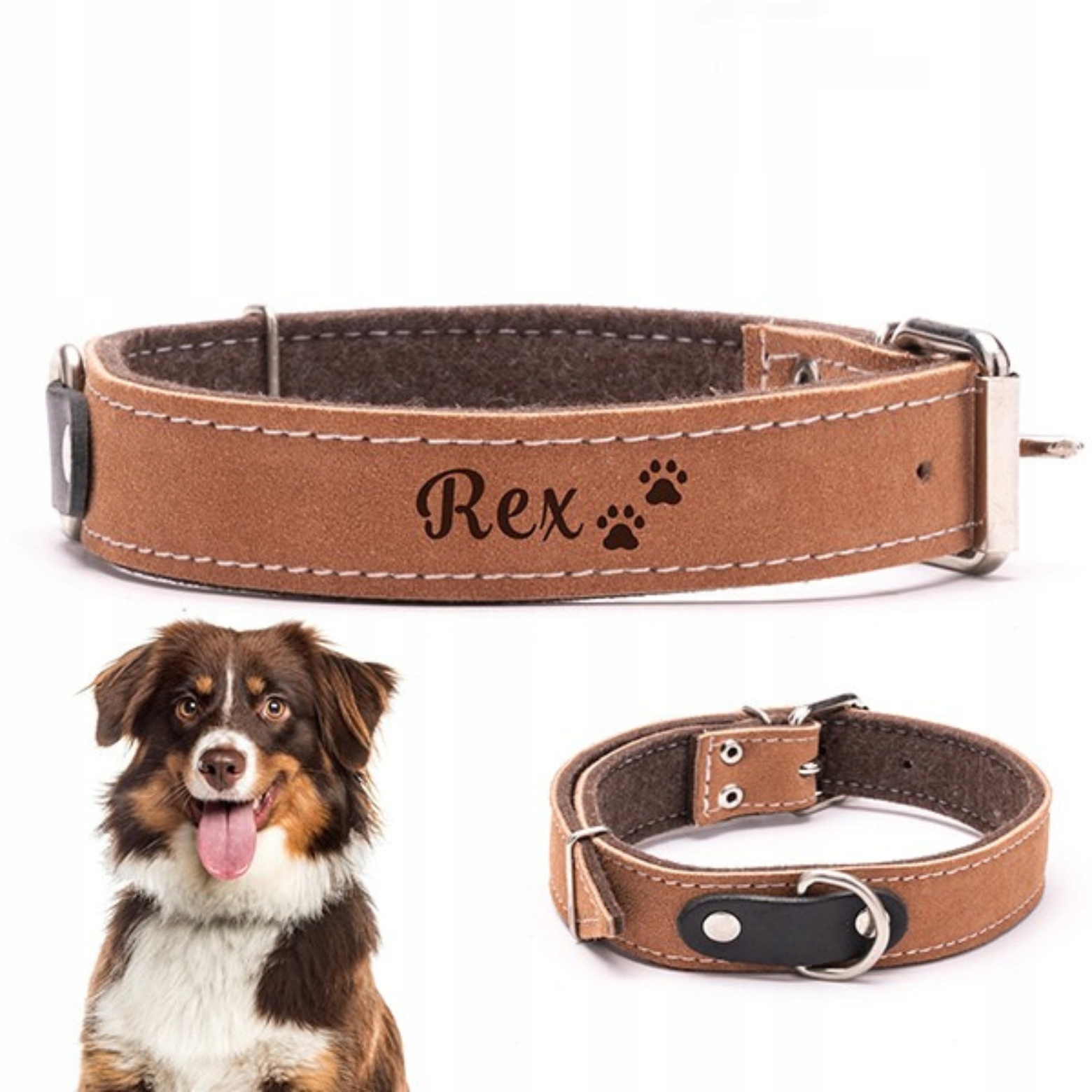 Kožený obojek pro psa s gravírovaným jménem Bonus Dogeste L