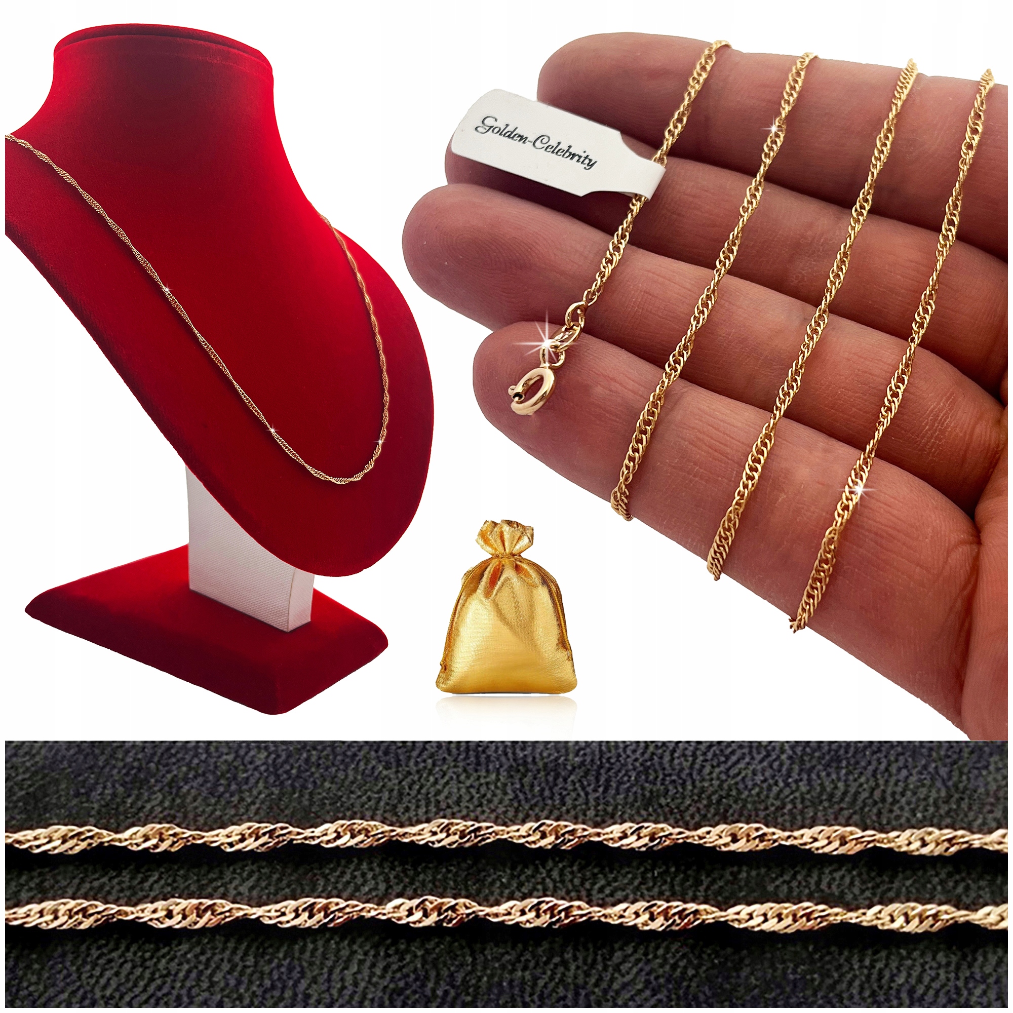 Krásný Zlatý Řetízek Z Chirurgické Oceli, Pozlacený Pro Ni 18K