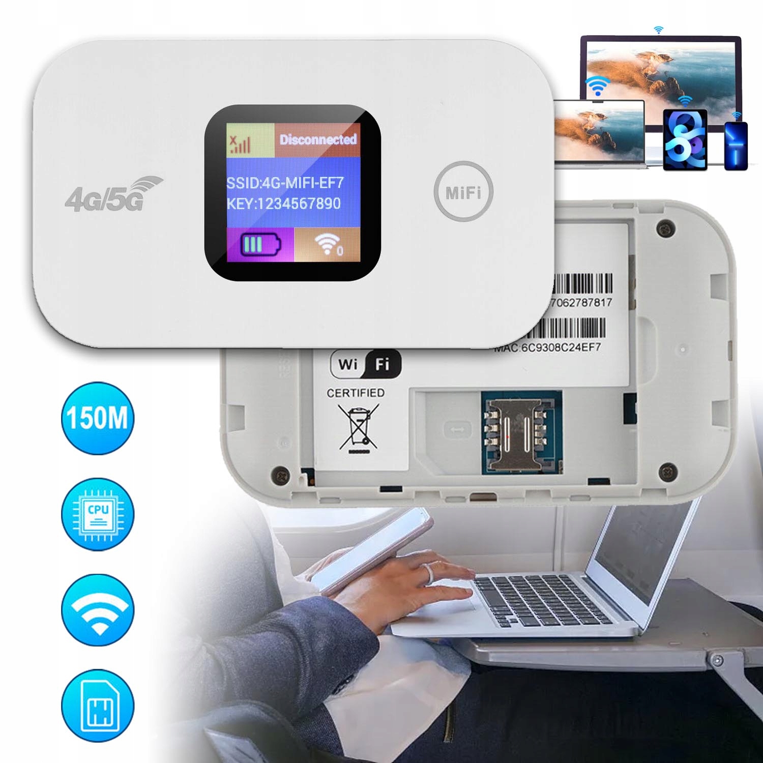 Router Wi-fi 4G Lte, Prędkość Pobierania 150 Mb/s, Przenośny Router Wifi