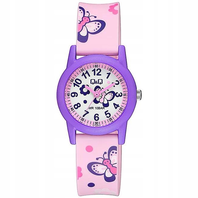 Dětské hodinky Qq V22A-009V s růžovým řemínkem