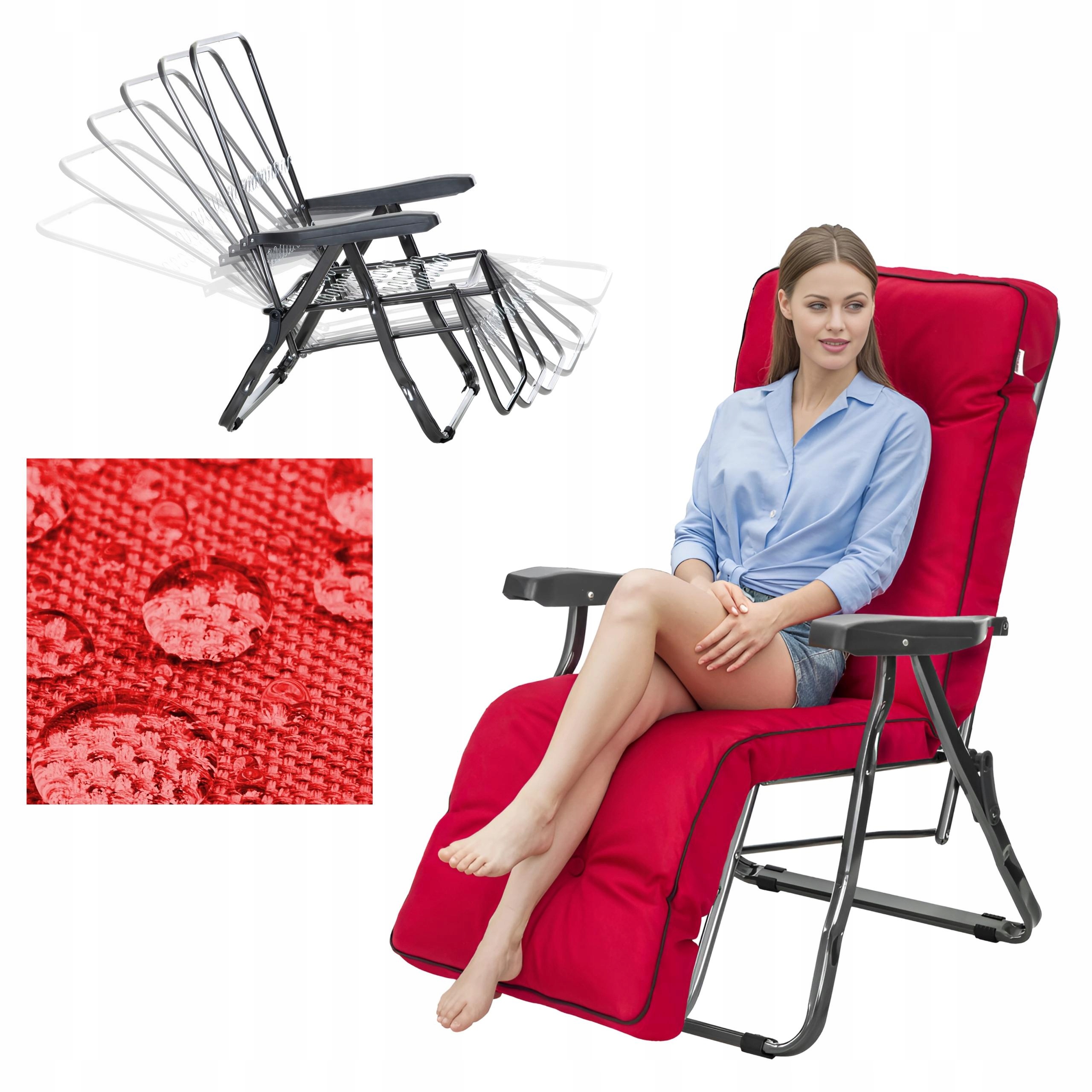 Záhradné ležadlo s vankúšom Skladacie záhradné kreslo s vankúšom a podnožkou