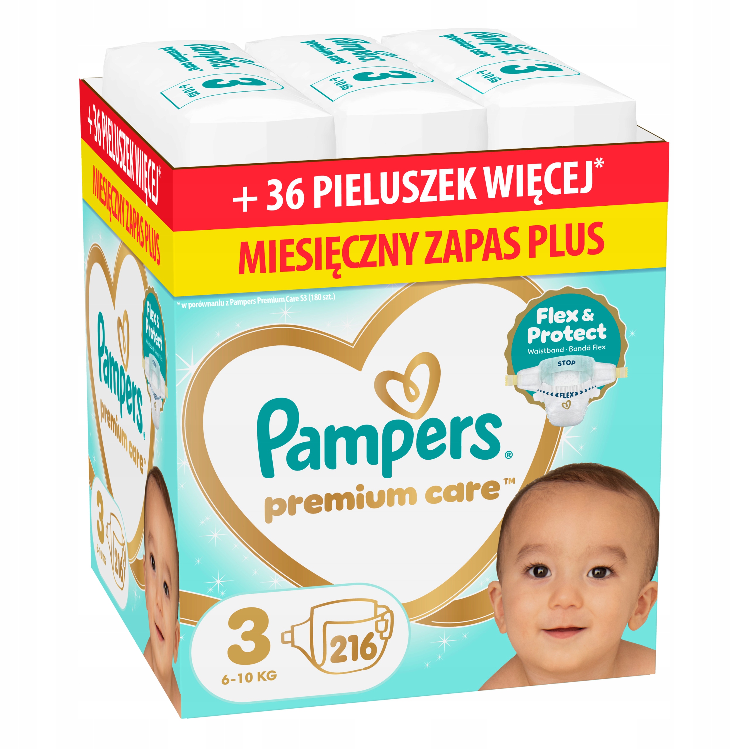 Pampers Premium Care 3, 216 szt., 6-10 kg Pieluszki Miesięczny zapas Plus